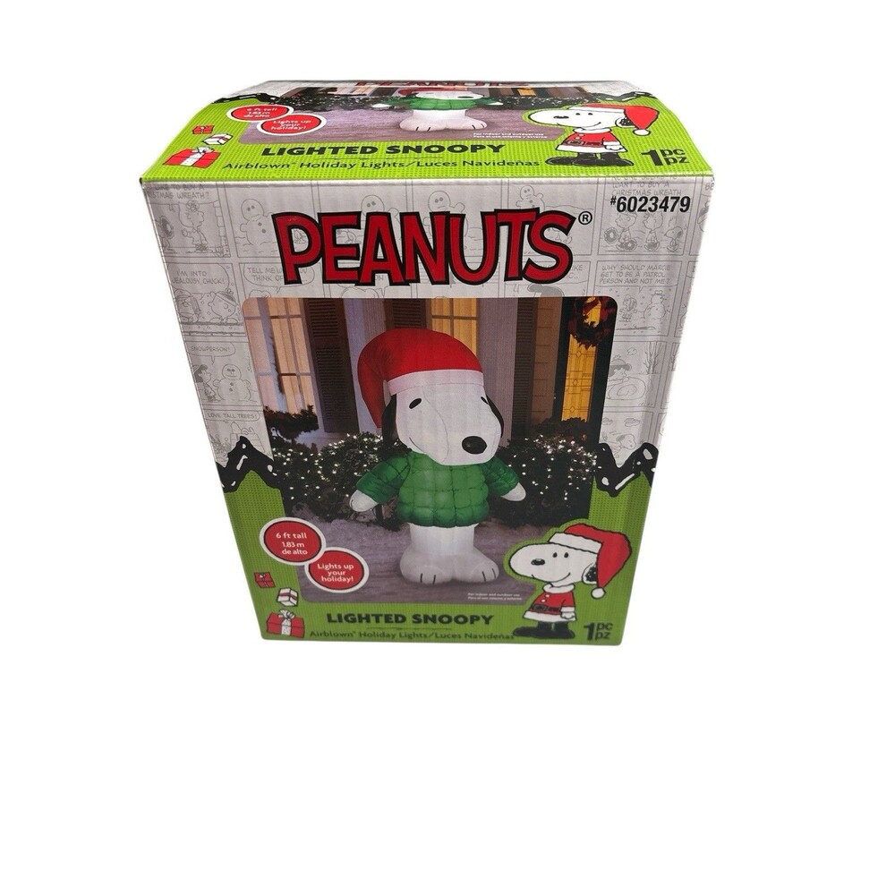 Gemmy Airblown Inflatables Peanuts Puffer Jacket Snoopy Christmas 6Ft Tall * New